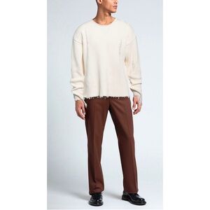 MM6 by Maison Martin Margiela Distressed Raw Edge Cotton Blend Sweater